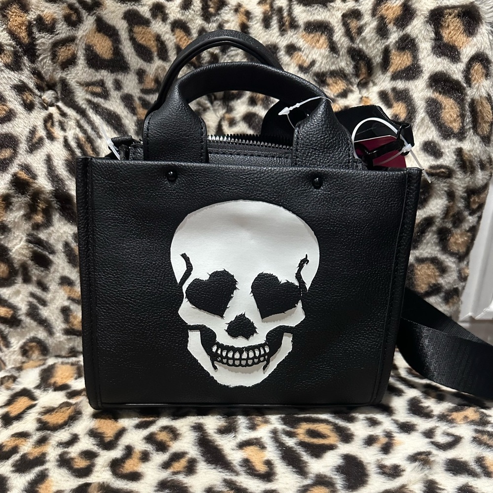 Betsey Johnson Black and White Skull Crossbody Bag